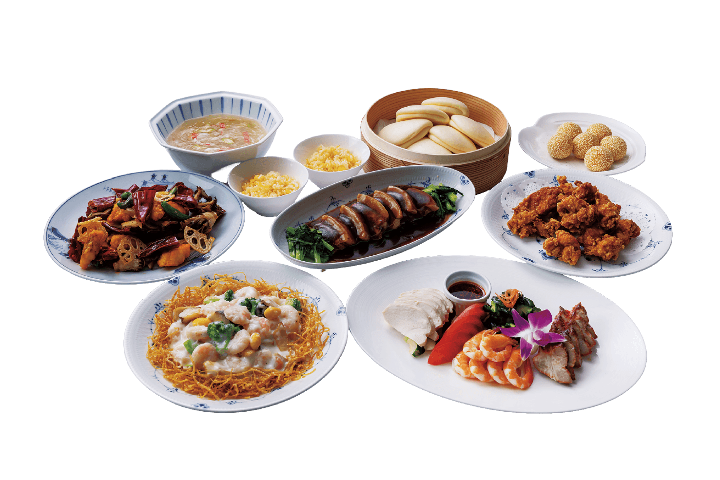 彩虹コースの料理全体